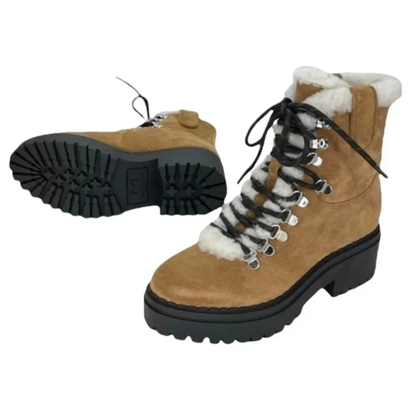 Marc Fisher Nalina Tan Leather Fur Tim Womens Ankle Boots Size 6M - Picture 9 of 10